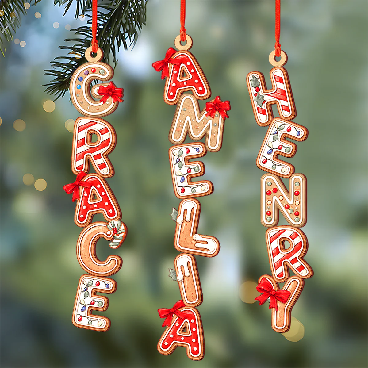 Personalized Gingerbread Alphabet Christmas Wood Ornament Family Gift HO82 900160 - Image 5