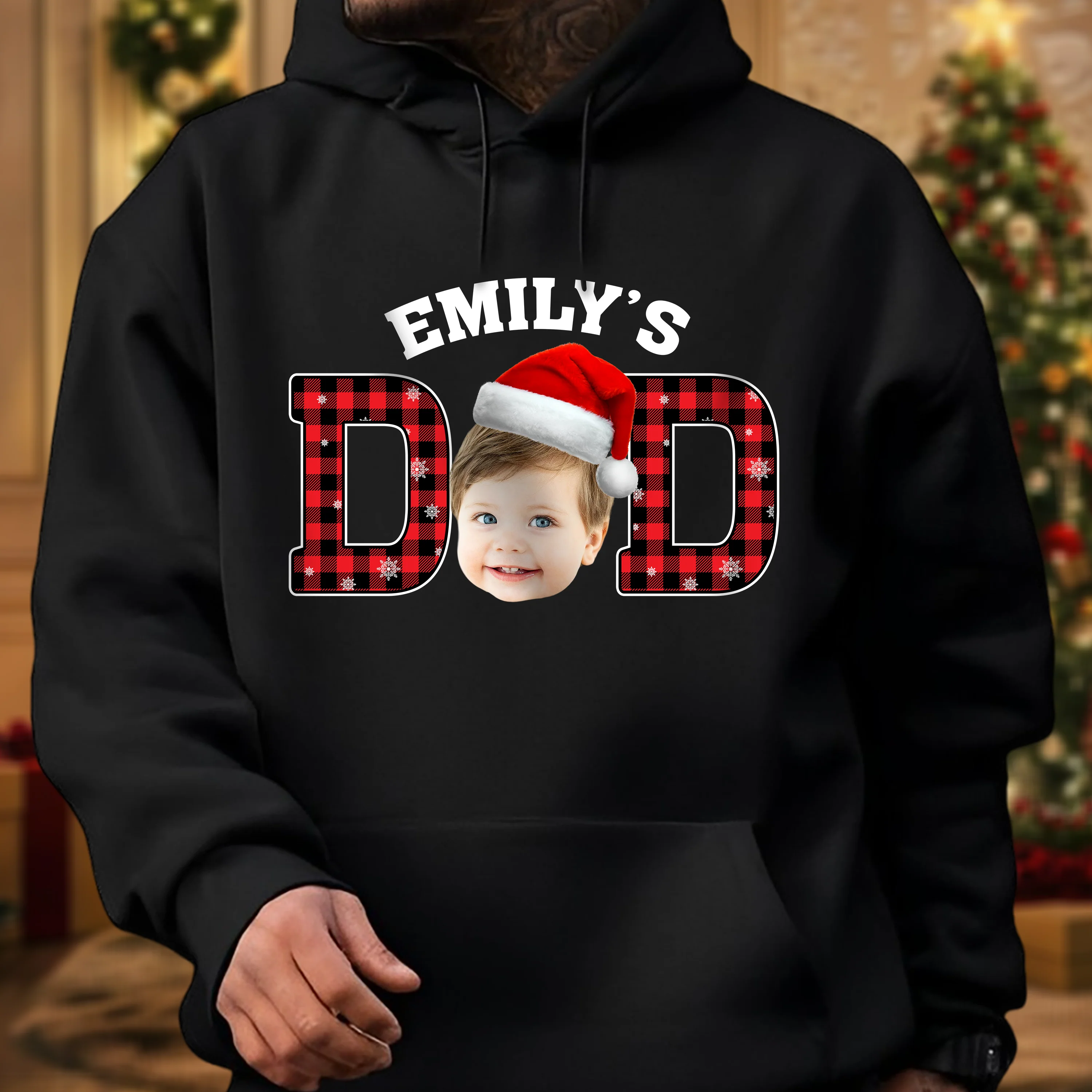 Custom Kid Face Dark Shirt Christmas Gift For Dad Mom HO82 894404 - Image 2