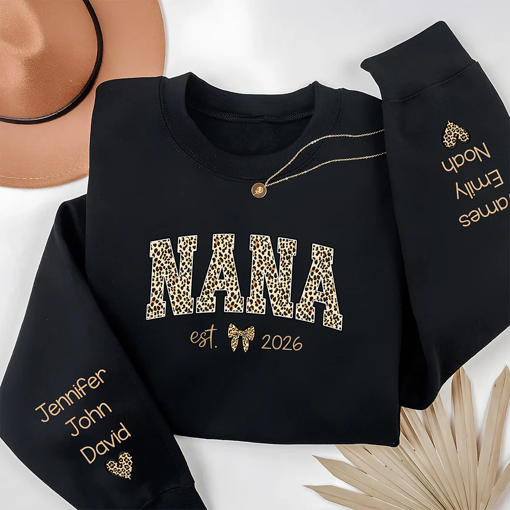 Custom Kid Name Leopard Mama Sleeve Printed Sweatshirt - Gift For Mom, Mother's Day HO82 902192 - Image 2