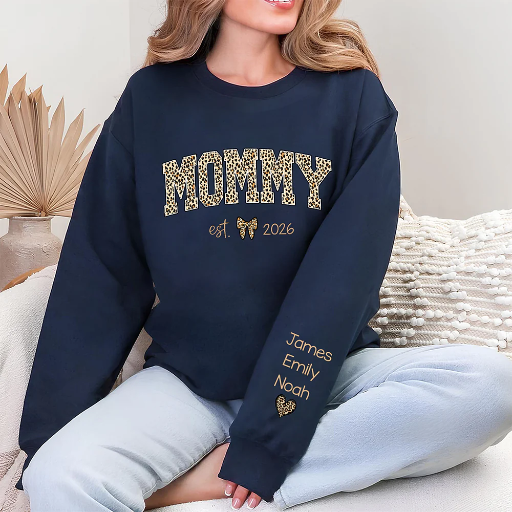 Custom Kid Name Leopard Mama Sleeve Printed Sweatshirt - Gift For Mom, Mother's Day HO82 902192 - Image 3