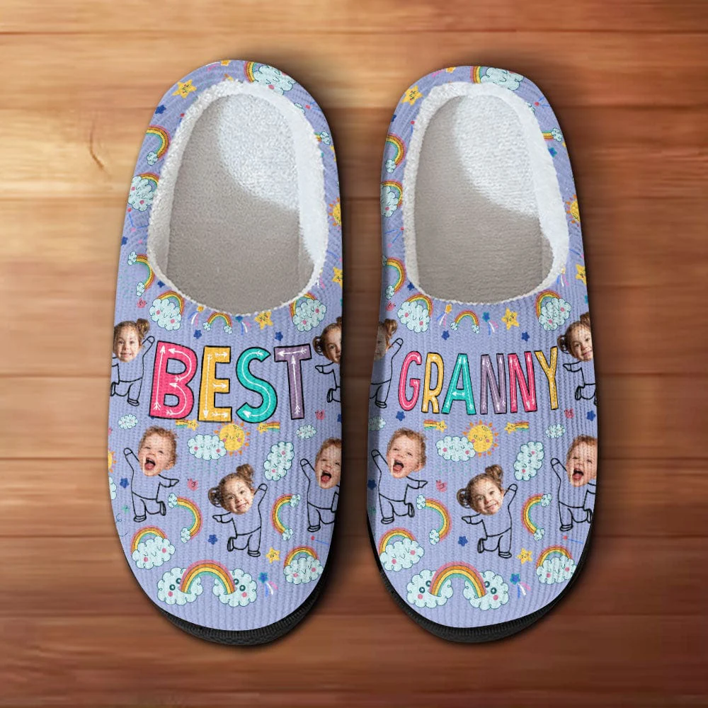 Custom Kid Photo Best Granny Mother Gifts, Christmas Gift Slippers HO82 893010 - Image 2