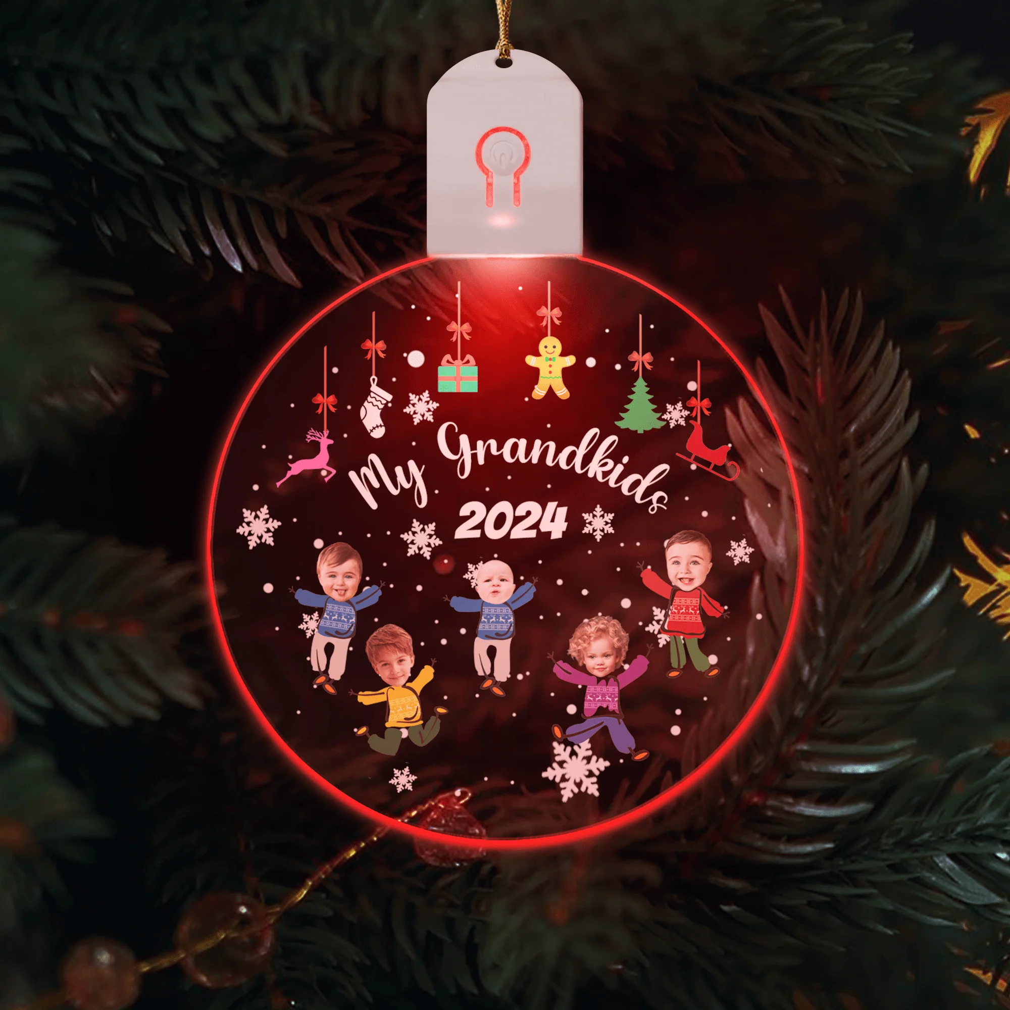 Custom Kid Photo My Grandkids Grandparents Family Led Acrylic Ornament HO82 893280 - Image 2
