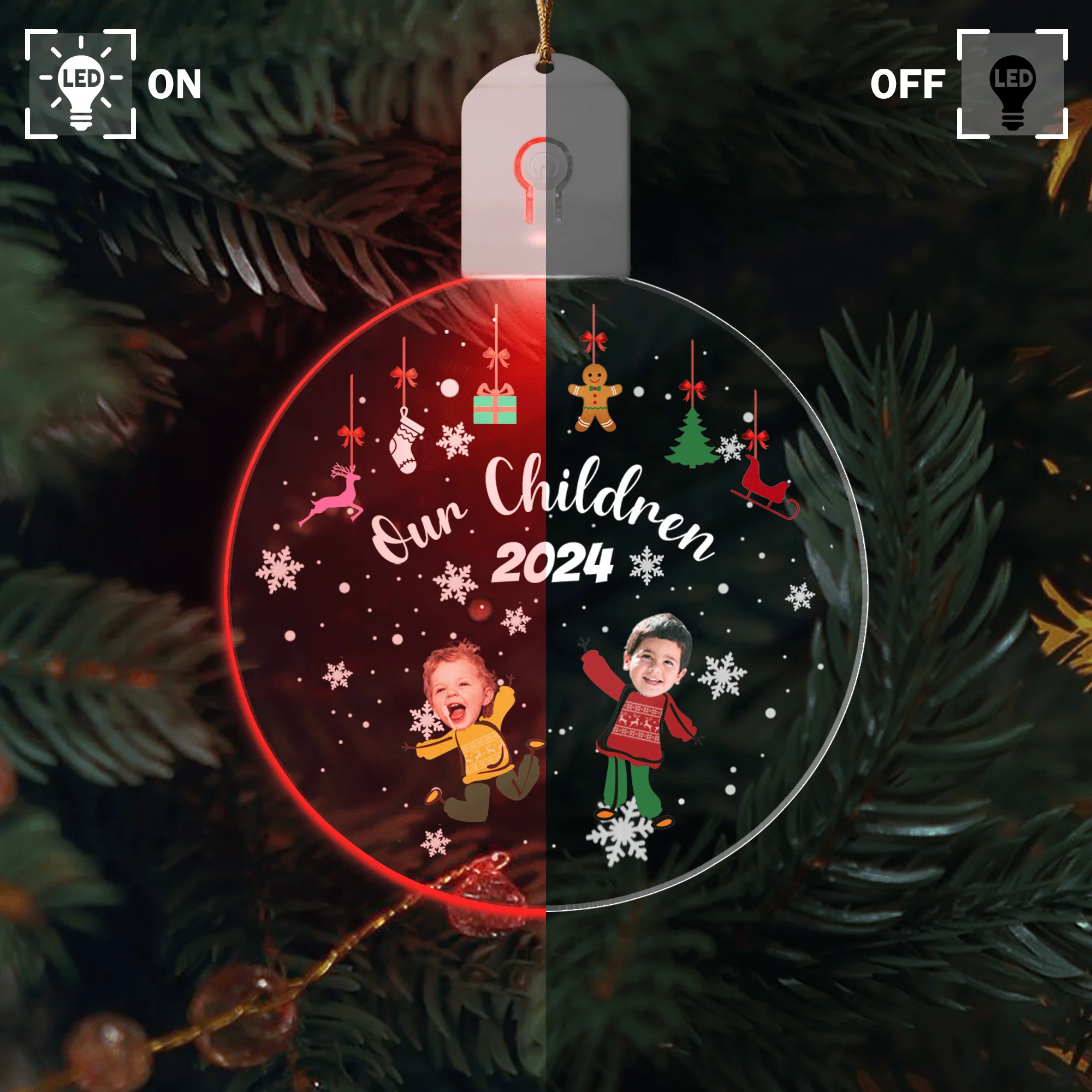 Custom Kid Photo My Grandkids Grandparents Family Led Acrylic Ornament HO82 893280 - Image 3