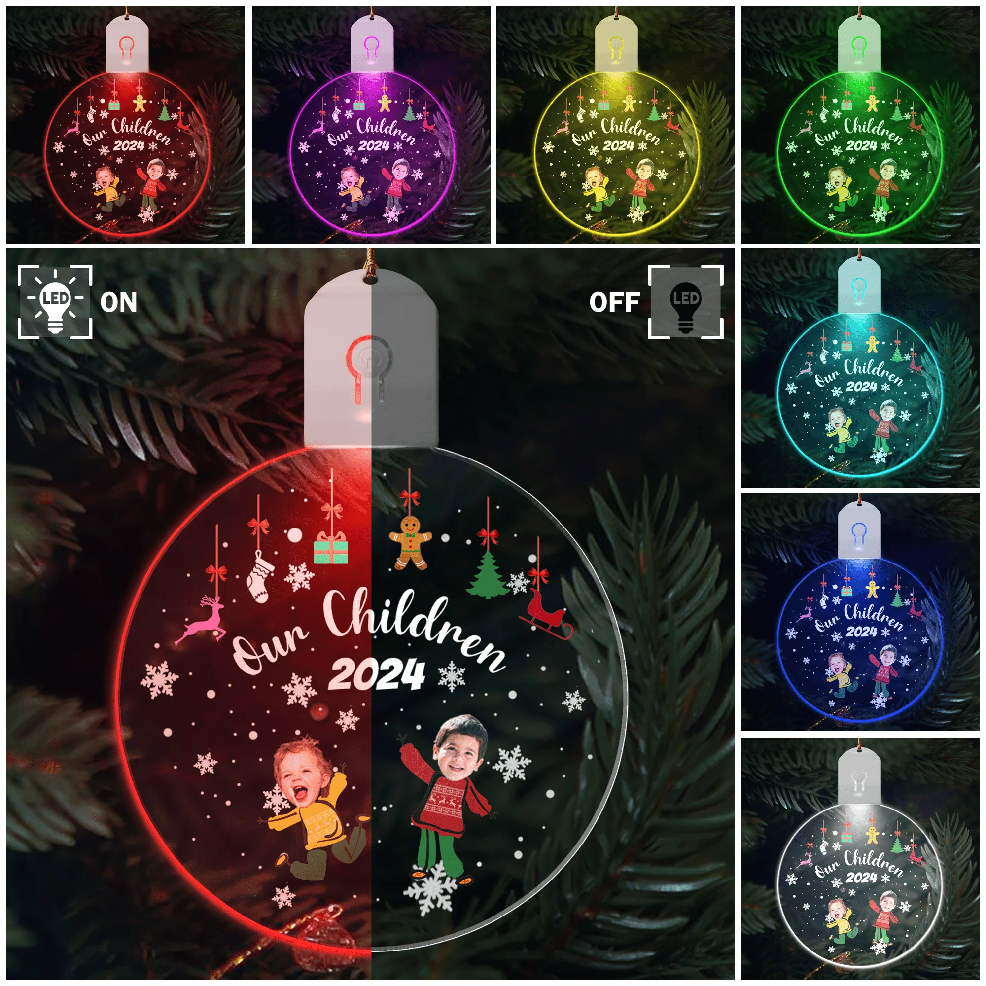 Custom Kid Photo My Grandkids Grandparents Family Led Acrylic Ornament HO82 893280 - Image 4