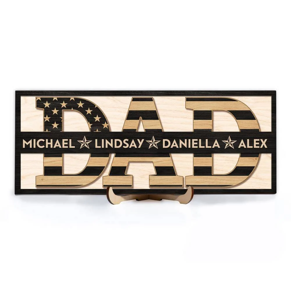 Custom Kid's Names Dad Wood Sign Personalized Gift TA29 890450 - Image 2