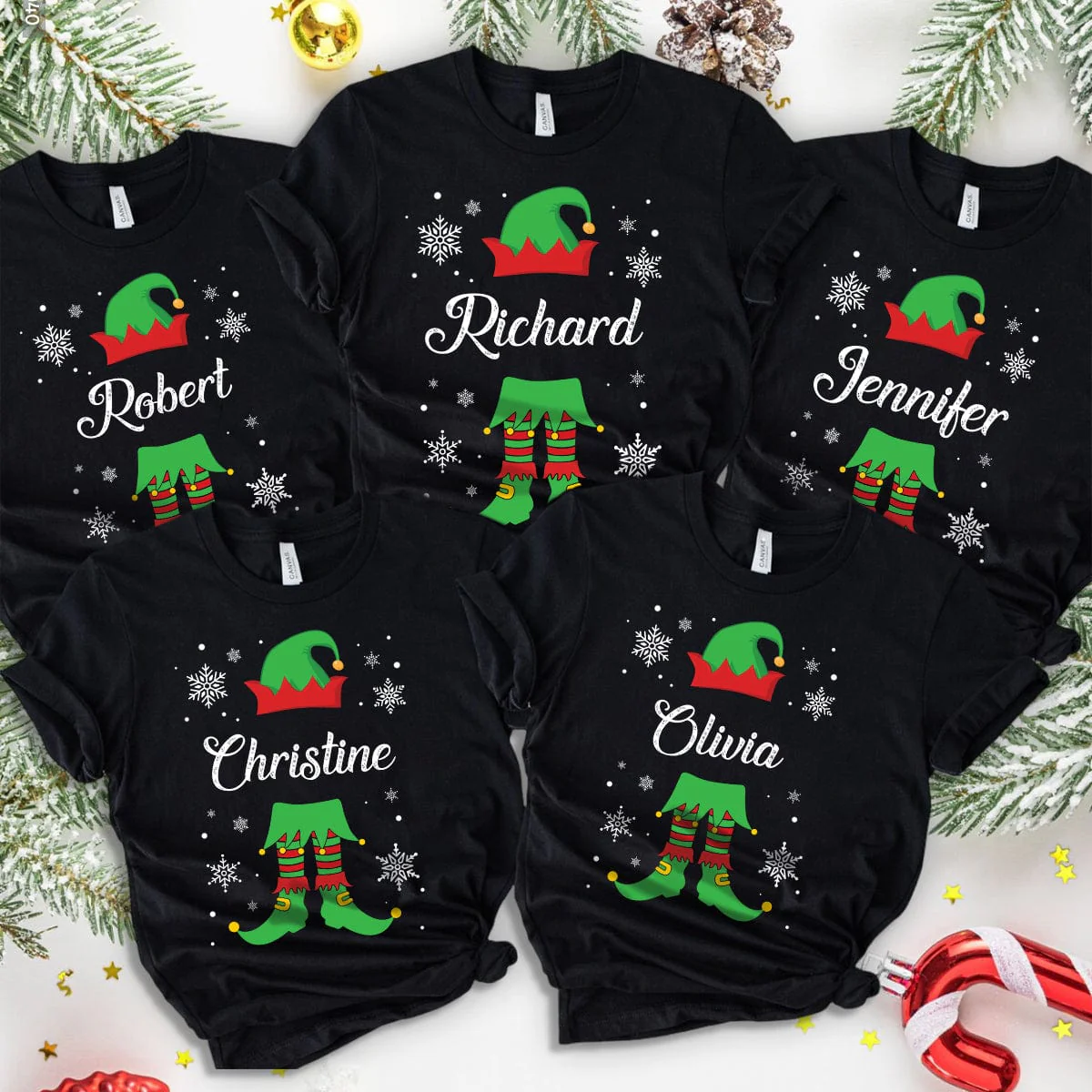 Custom Name Christmas Elves Christmas Gift For Family Dark Shirt HO82 893028 - Image 2