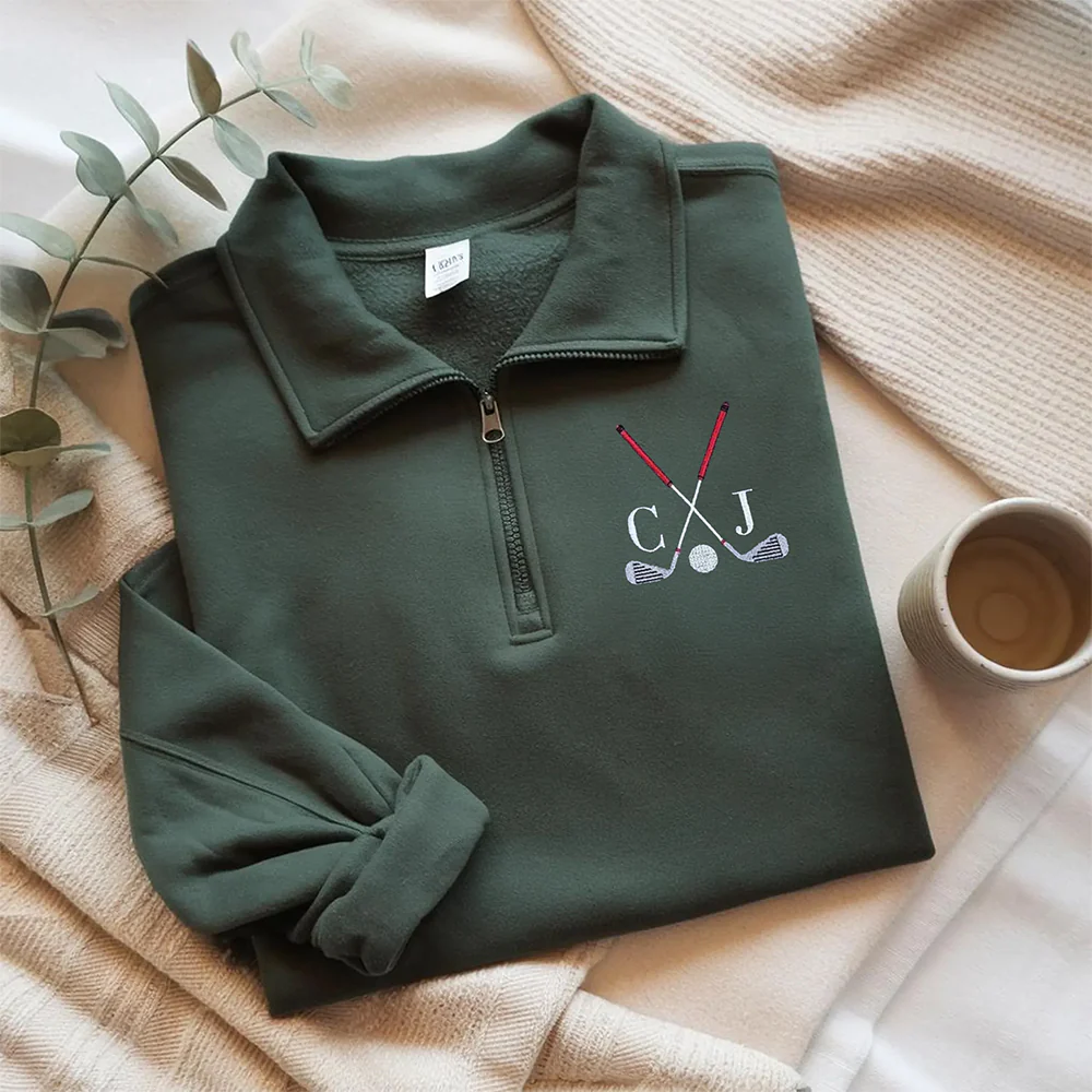 Custom Name Embroidered Golf Quarter Zip Sweater, Unique Golf Enthusiast Gift, Golfers and Coaches Gift HO82 900734 - Image 3