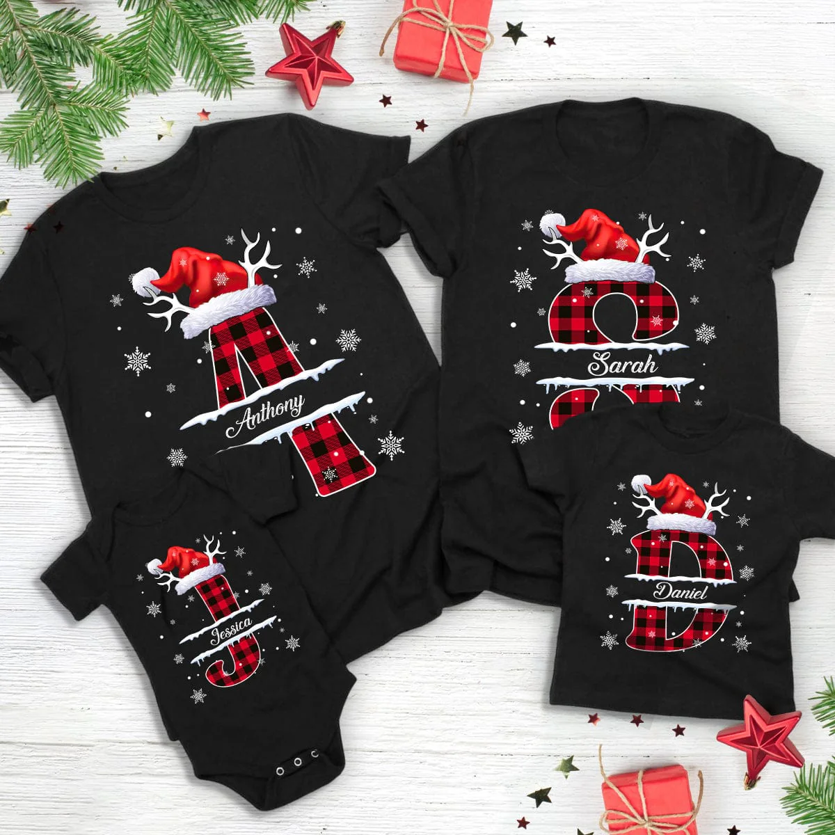 Custom Name Initial Letter Christmas Monogrammed Family Shirt HO82 893030 - Image 5