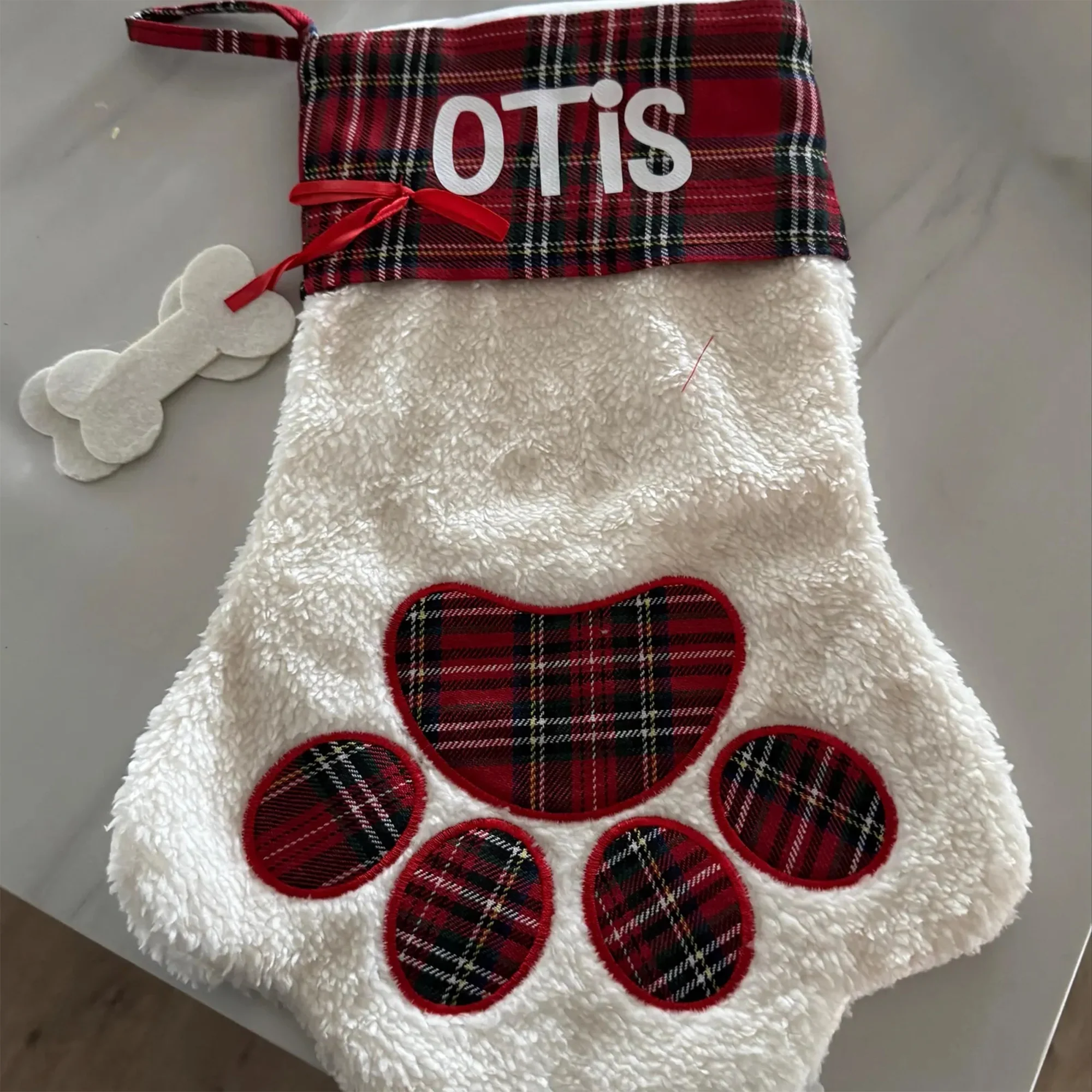 Custom Name Plaid Christmas Paw Stocking HO82 900526 - Image 4