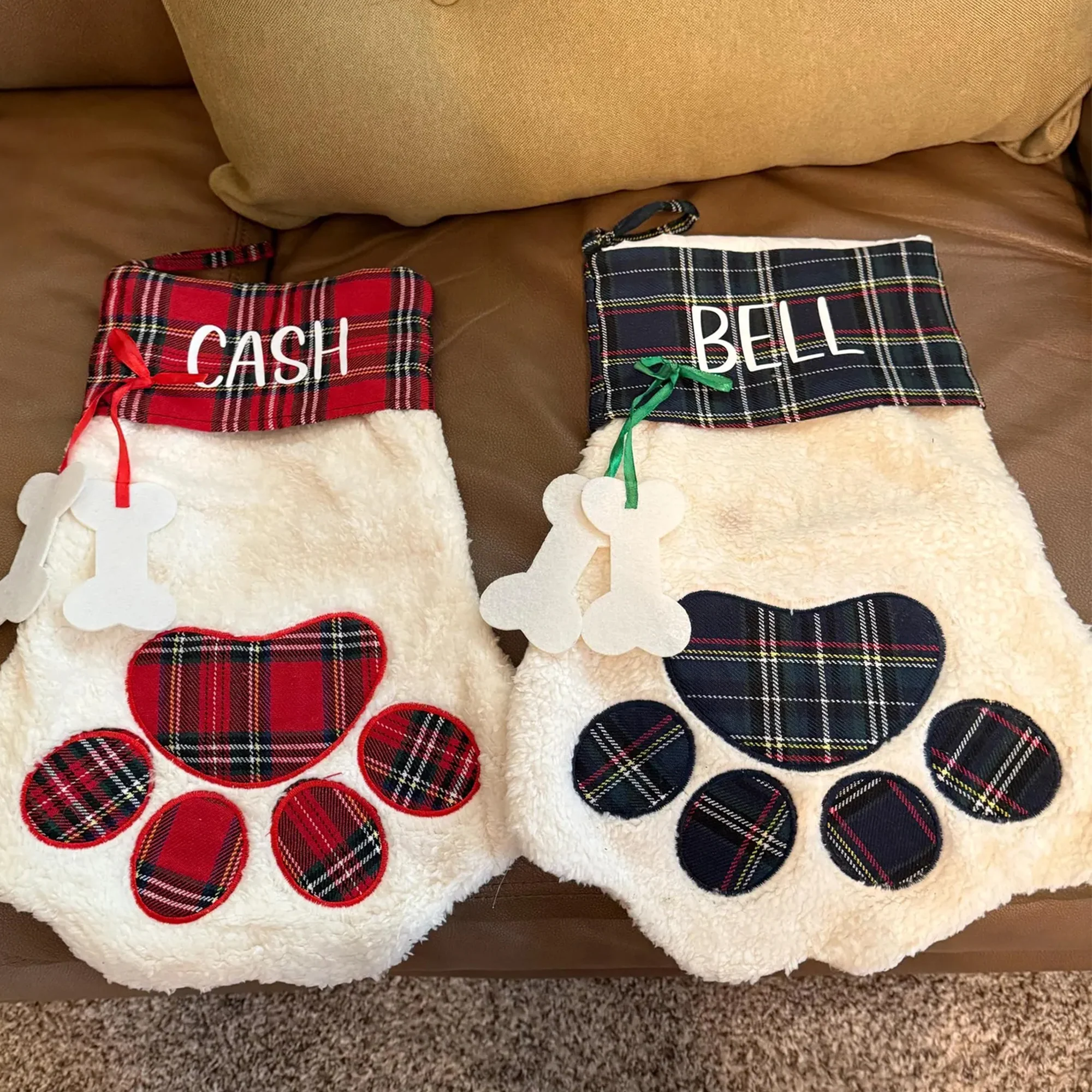 Custom Name Plaid Christmas Paw Stocking HO82 900526 - Image 5