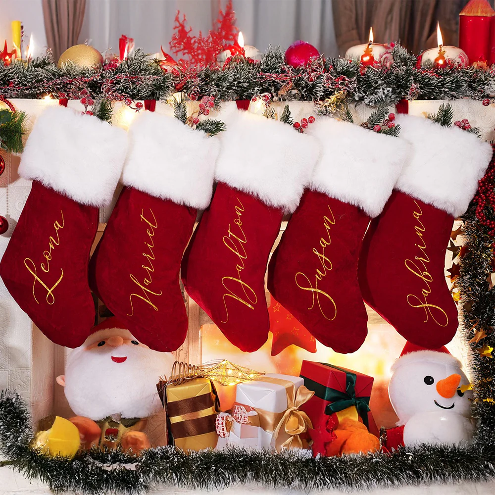 Custom Name Red Christmas Stocking Personalized Gift HO82 900442 - Image 2