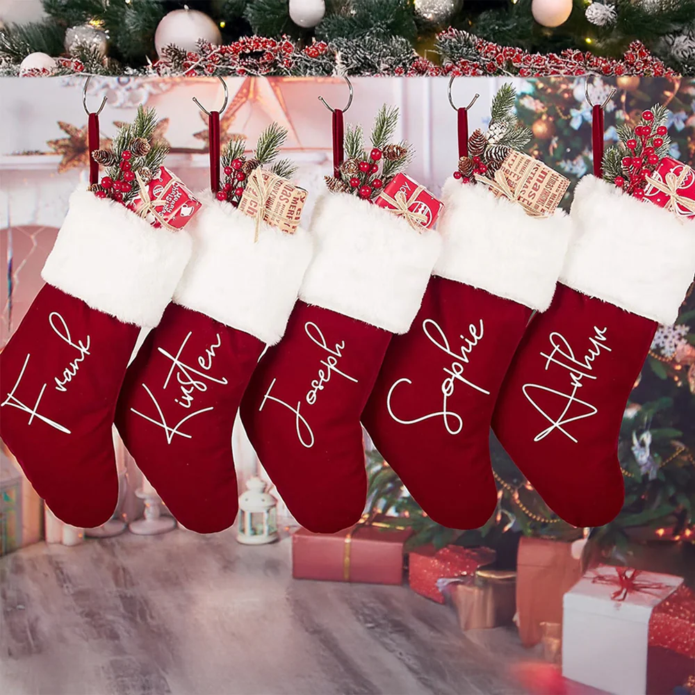Custom Name Red Christmas Stocking Personalized Gift HO82 900442 - Image 3