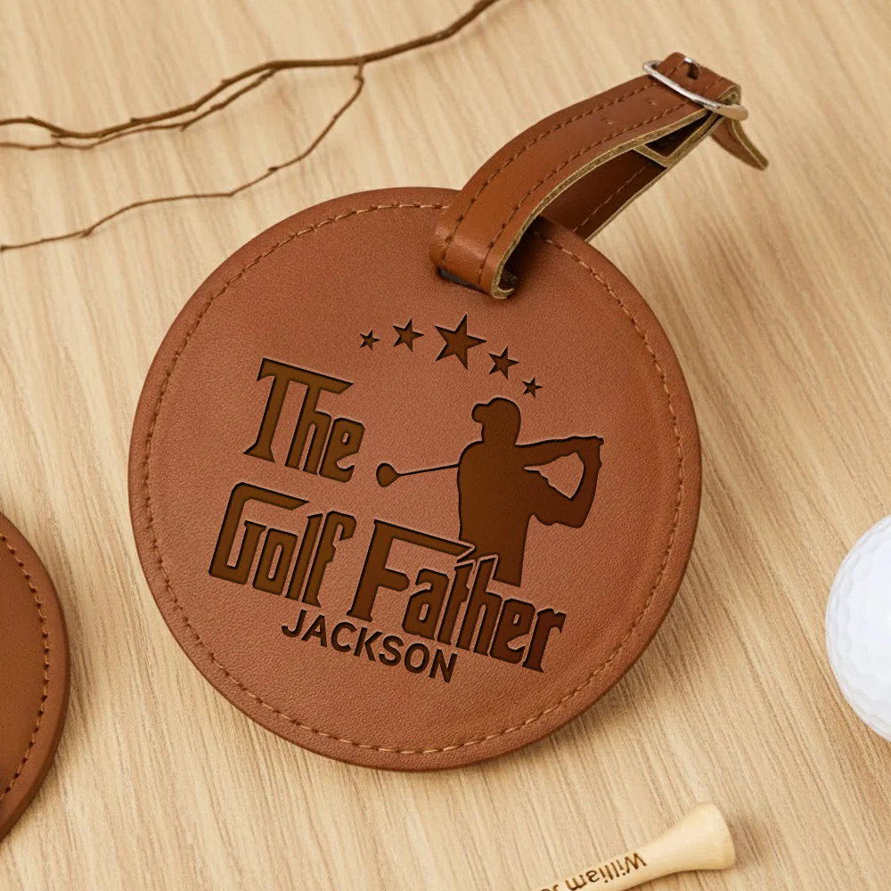 Custom Name The Golf Father Leather Golf Bag Tag Gift with Golf Tees, Personalized Leather Golf Bag Tag Gift with Golf Tees, Gift for Golfer HO82 900816 - Image 2