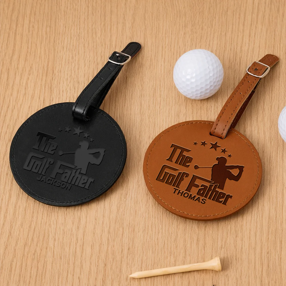 Custom Name The Golf Father Leather Golf Bag Tag Gift with Golf Tees, Personalized Leather Golf Bag Tag Gift with Golf Tees, Gift for Golfer HO82 900816 - Image 4