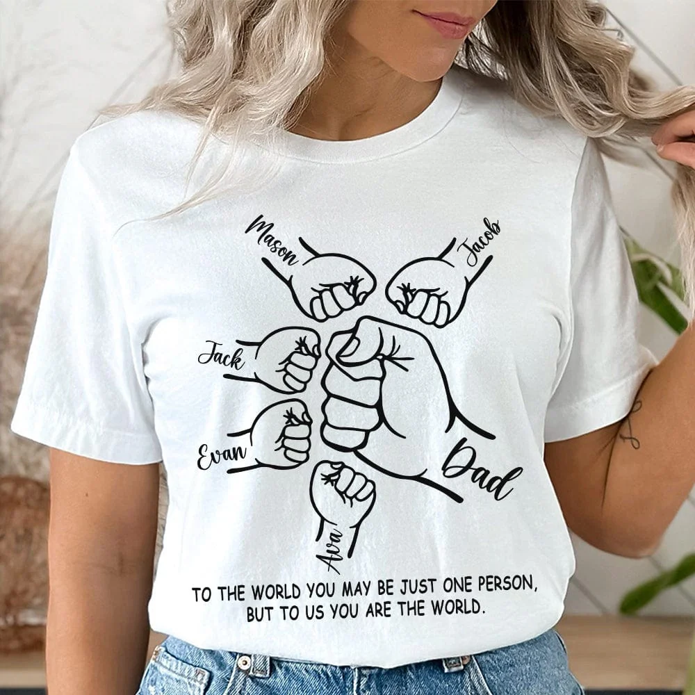 Custom Name To The World Dad Father's Day Fist Bump Bright Shirt Personalized Gift HO82 890630 - Image 5