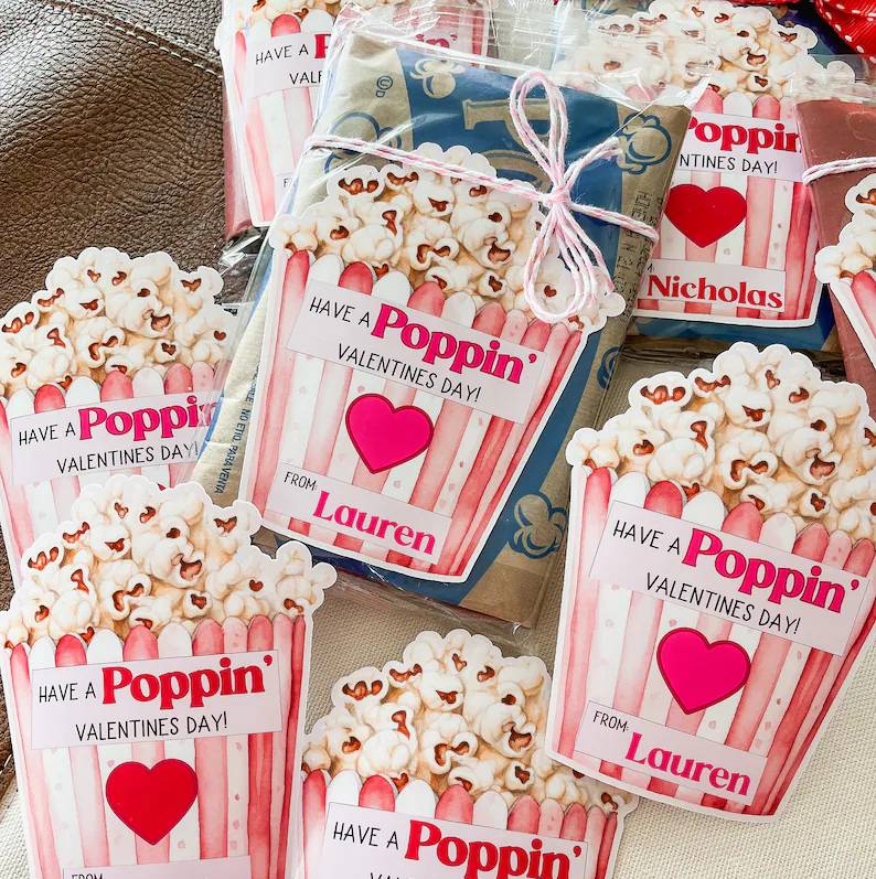 Custom Name Valentine Popcorn Sticker, Gift For Couple, Valentine's Day HO82 901174 - Image 2