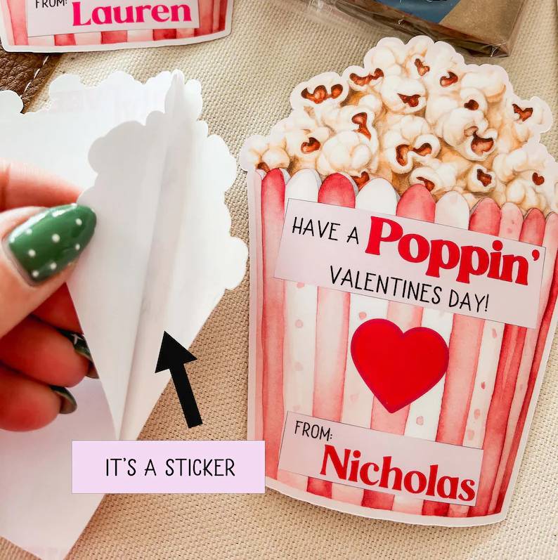 Custom Name Valentine Popcorn Sticker, Gift For Couple, Valentine's Day HO82 901174 - Image 5