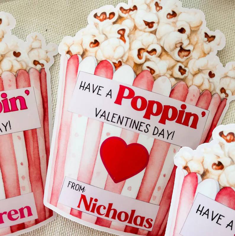 Custom Name Valentine Popcorn Sticker, Gift For Couple, Valentine's Day HO82 901174 - Image 6