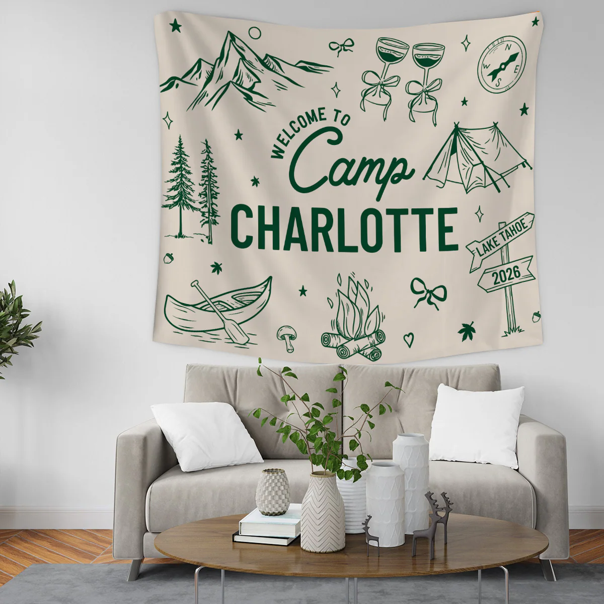 Custom Name Welcome To Camp Tapestry Banner - Personalized Gift For Camping Lovers HO82 902960 - Image 2