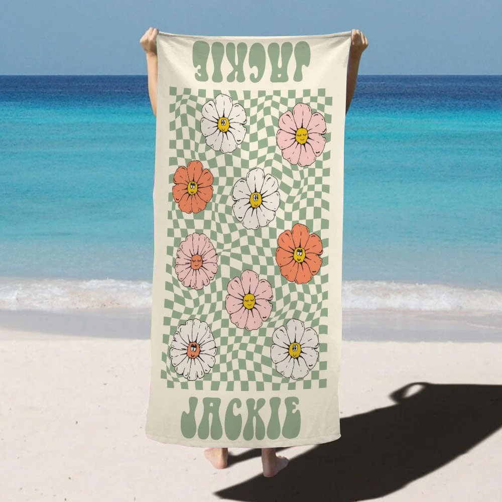 Custom Name With Funny Pattern Beach Towel Personalized Gift T368 889816