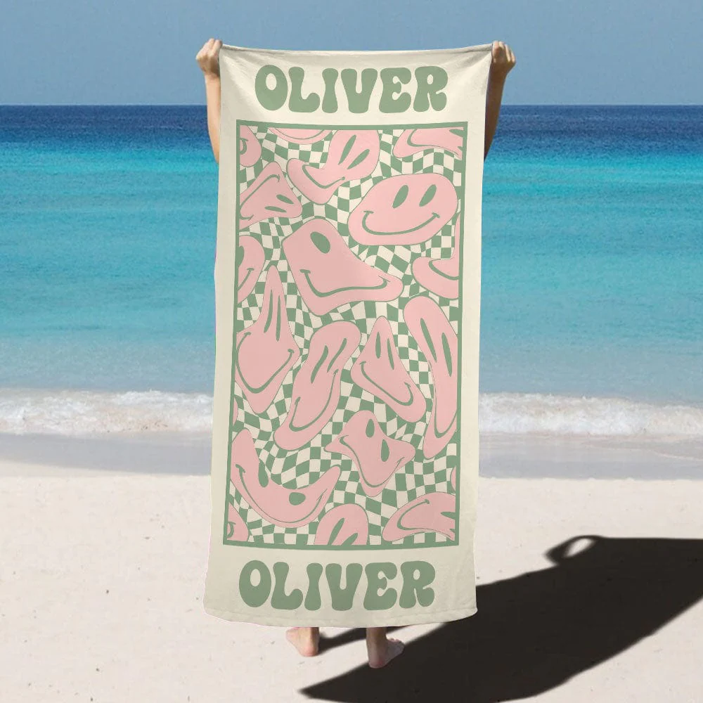 Custom Name With Funny Pattern Beach Towel Personalized Gift T368 889816 - Image 3