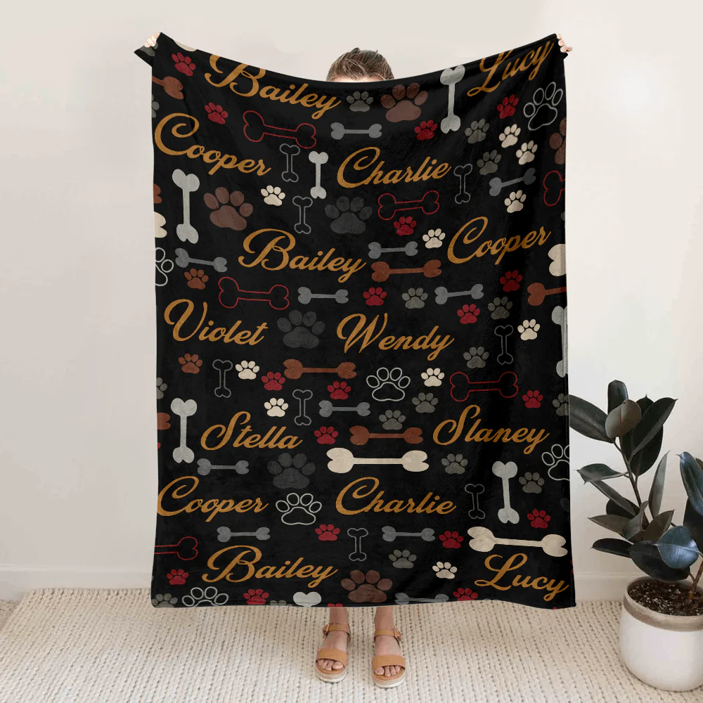 Custom Name With Paw And Bones Pattern Blanket TA29 889944 - Image 11
