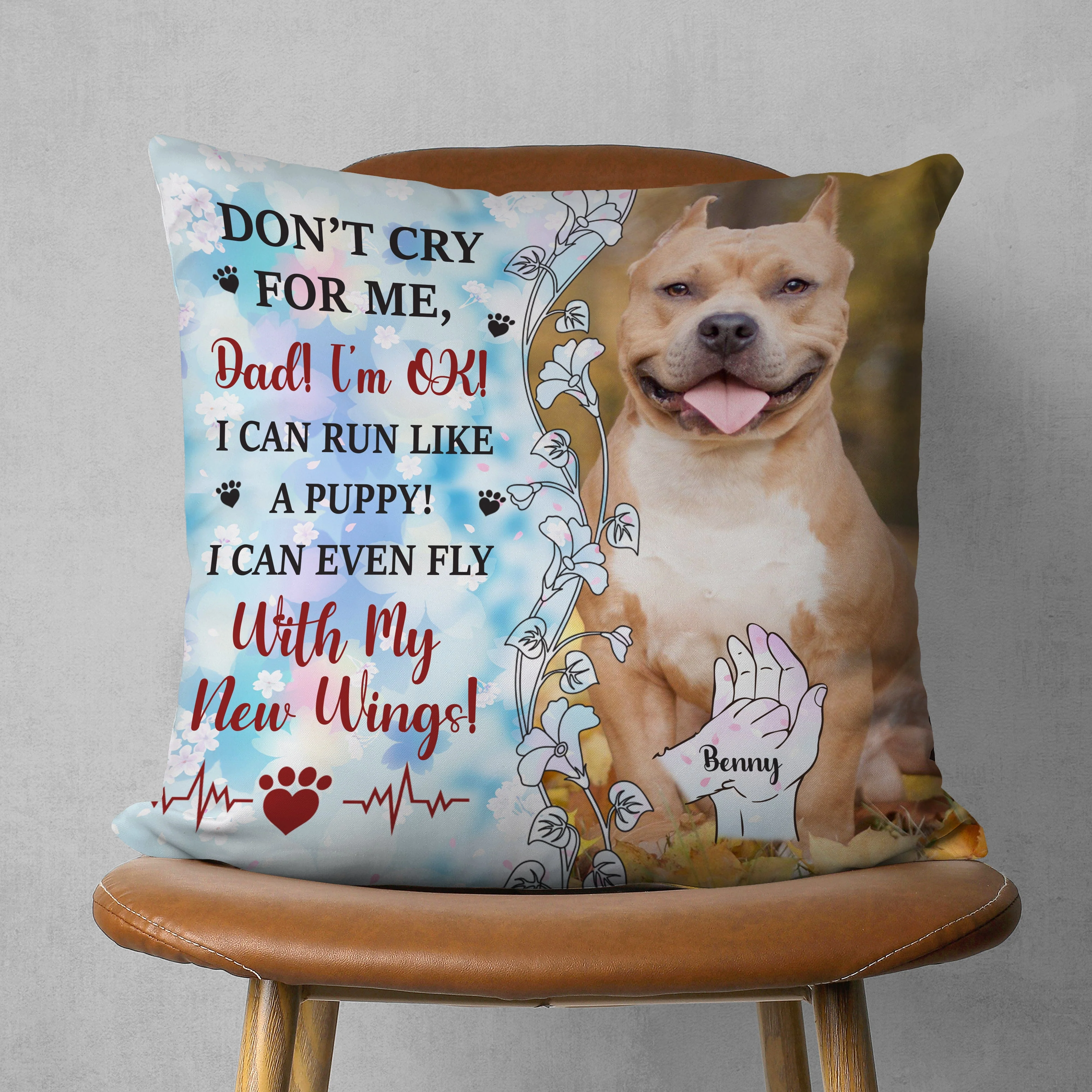Custom Pet Photo Don't Cry For Me Memorial Pillow HO82 891324 - Image 4