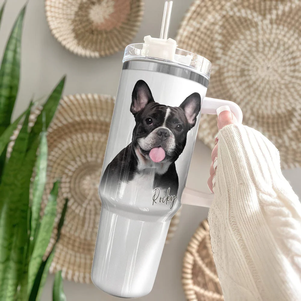 Custom Pet Portrait Photo Dog Tumbler Iron Ring 40oz TA29 890342