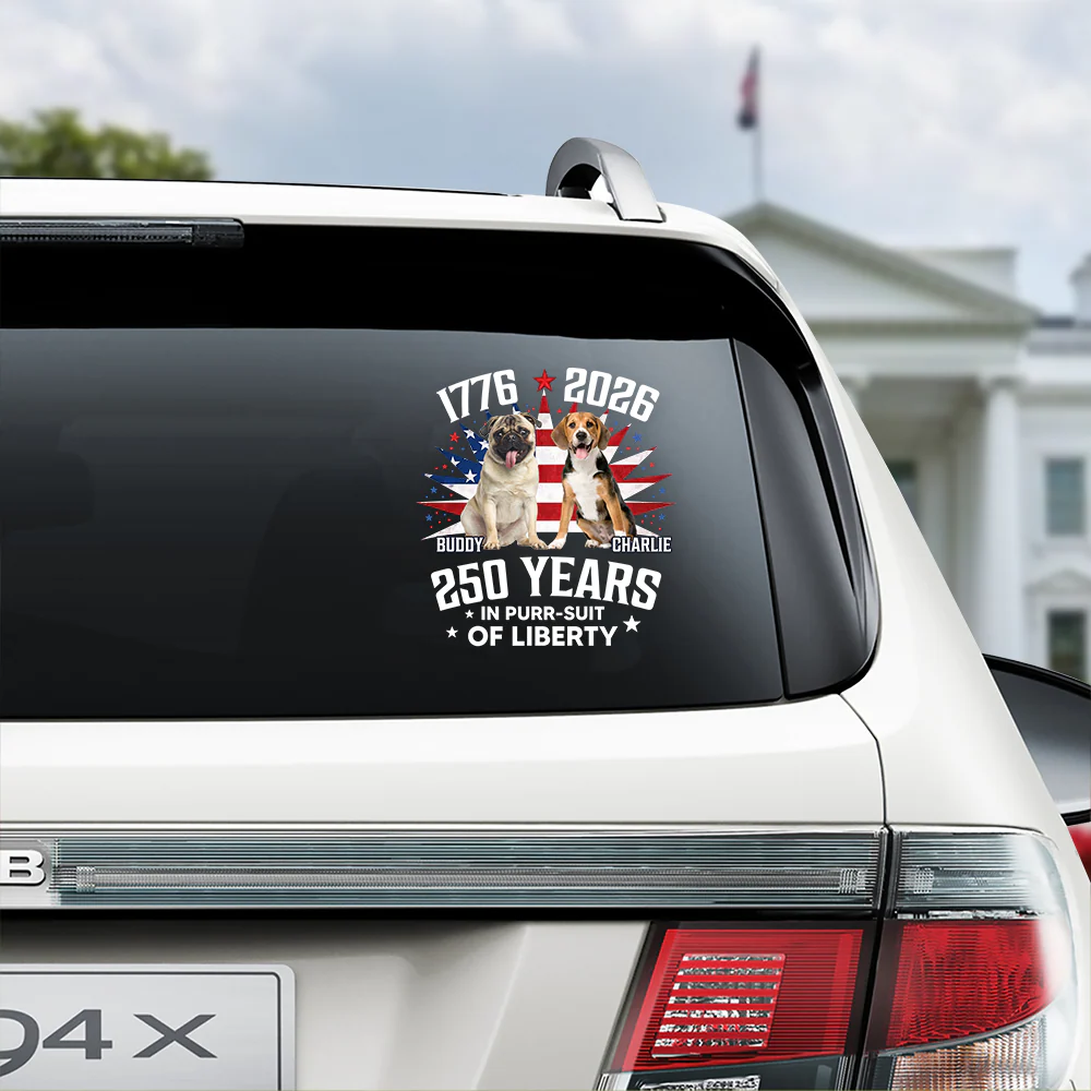 Custom Photo 250 Years In Purr-suit Of Liberty Vintage Dog Car Sticker HO82 901236 - Image 4