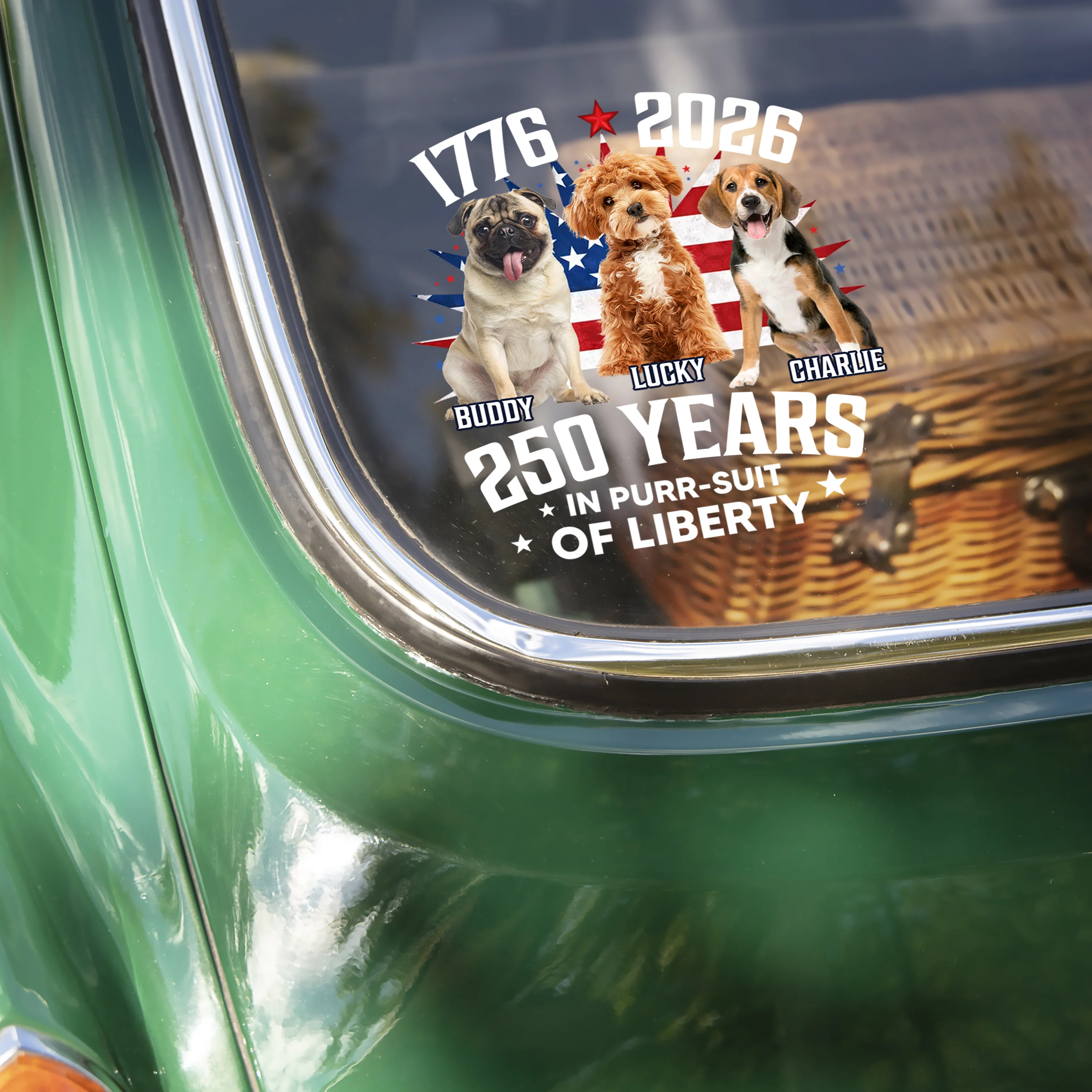 Custom Photo 250 Years In Purr-suit Of Liberty Vintage Dog Car Sticker HO82 901236 - Image 7