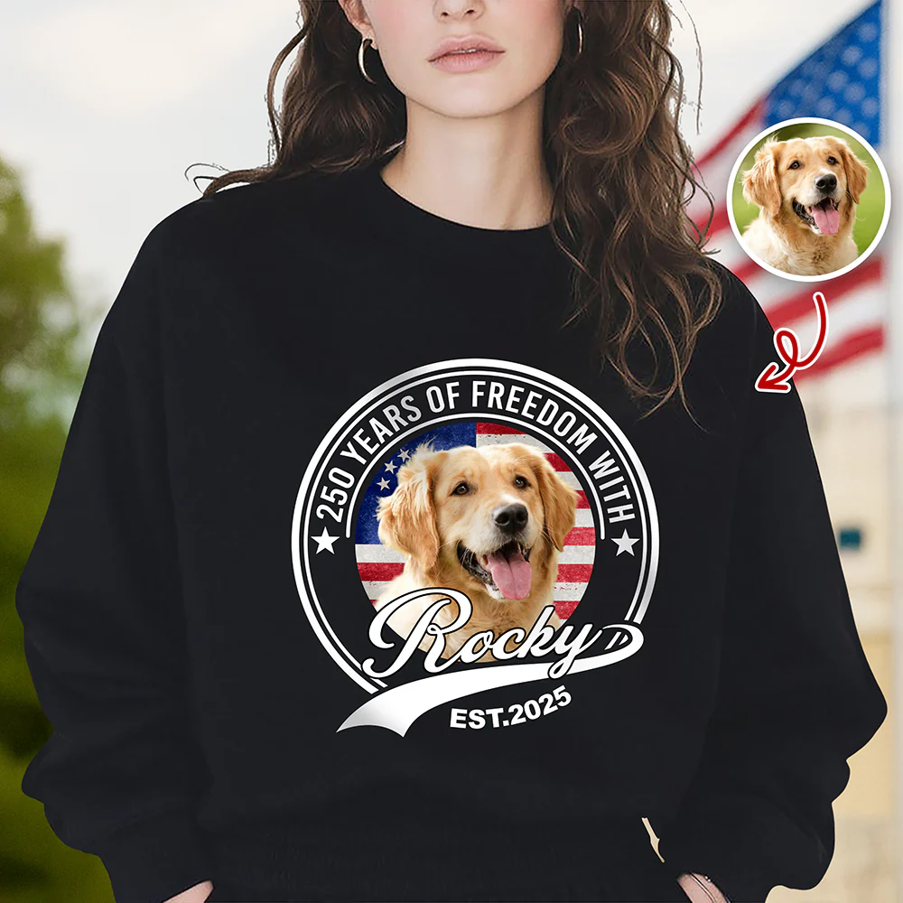 Custom Photo 250 Years Of Freedom With Dog Cat Dark Shirt HO82 894656 - Image 2