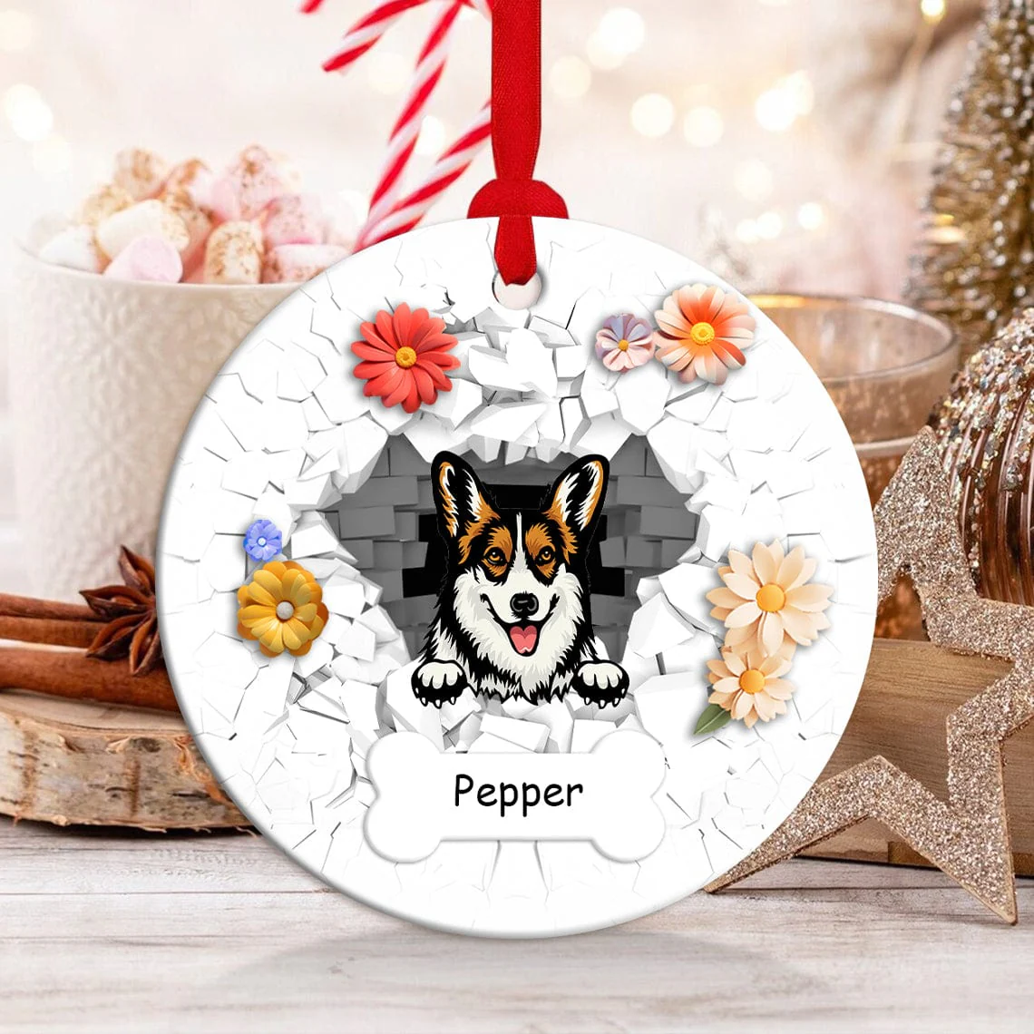 Custom Photo 3D Cracked Pet Face Gift For Dog Lovers Ceramic Ornament HO82 891160 - Image 2
