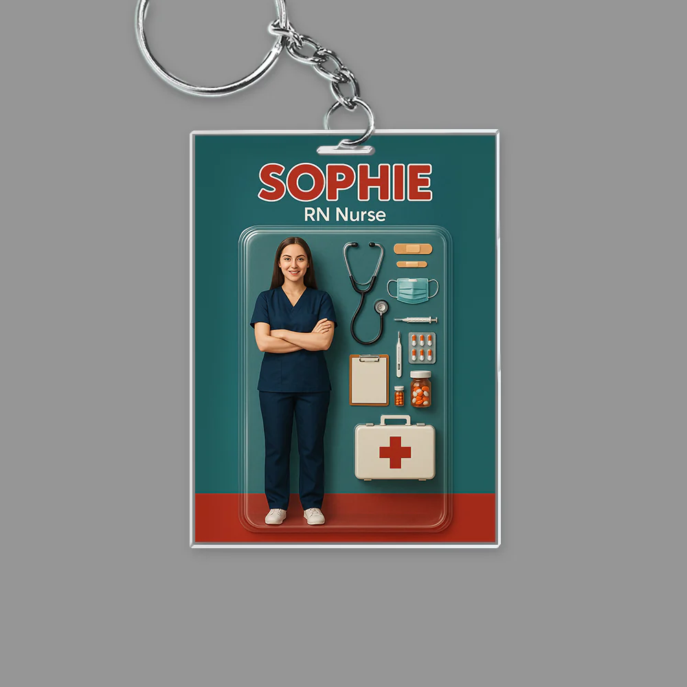 Custom Photo 3D Effect Nurse Figure Acrylic Keychain HO82 893912 - Image 5