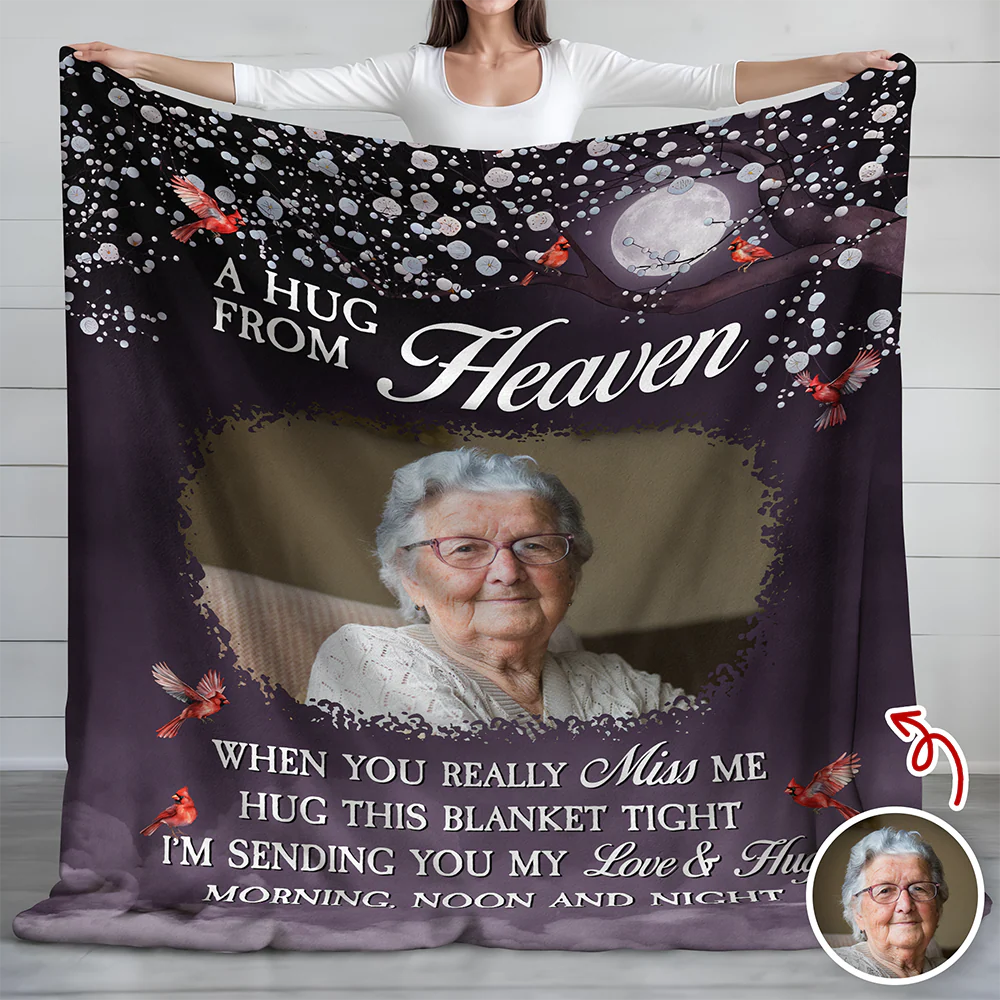 Custom Photo A Hug From Heaven Memorial Blanket Gifts for Family, Friends HO82 894454 - Image 2