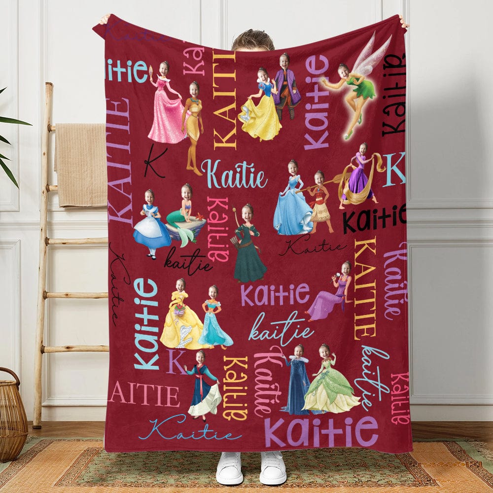 Custom Photo And Name Face Princess Baby Blanket TA29 890090