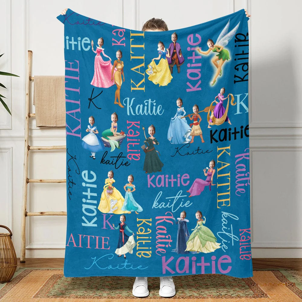 Custom Photo And Name Face Princess Baby Blanket TA29 890090 - Image 4