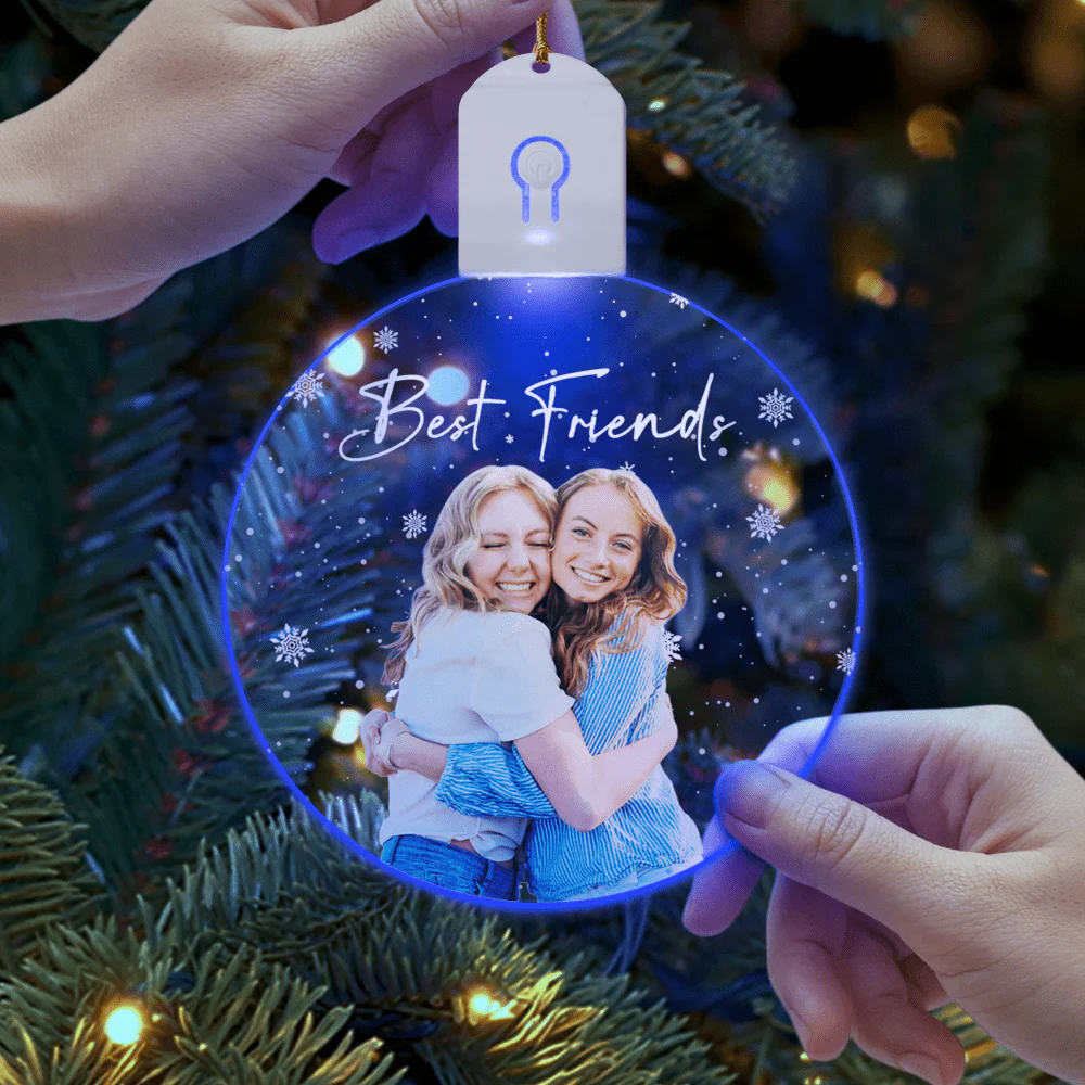 Custom Photo And Text Christmas Led Acrylic Ornament For Besties HO82 893262 - Image 5