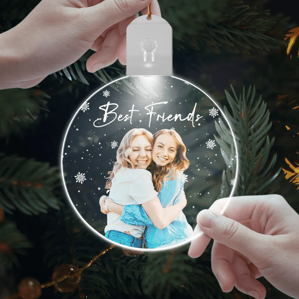 Custom Photo And Text Christmas Led Acrylic Ornament For Besties HO82 893262 - Image 8