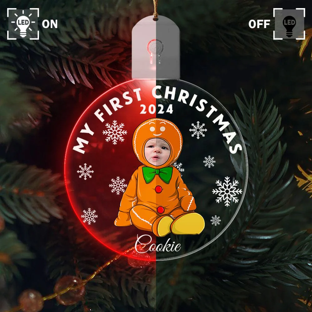 Custom Photo Baby's First Christmas Costumes Circle Led Acrylic Ornament HO82 893236 - Image 4