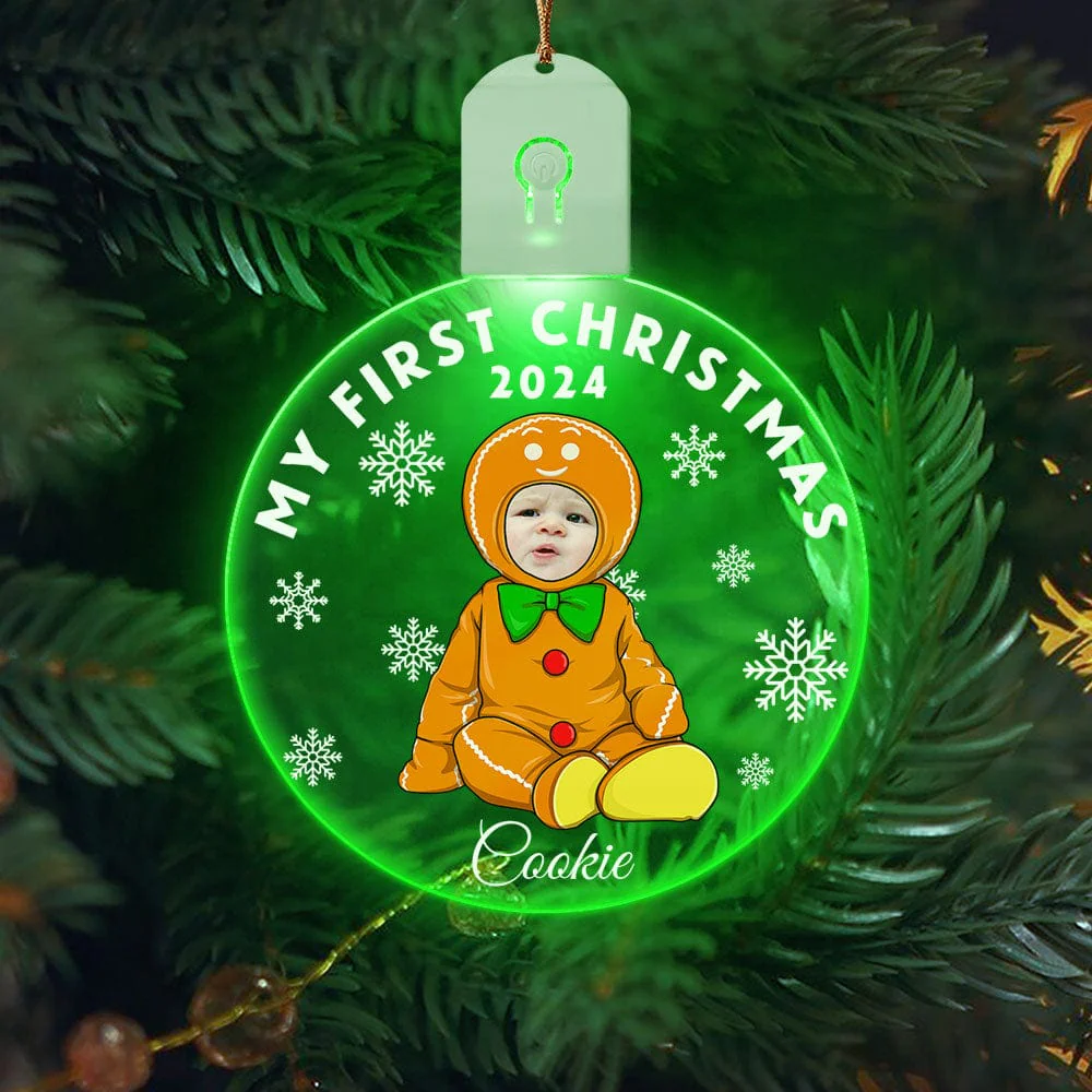 Custom Photo Baby's First Christmas Costumes Circle Led Acrylic Ornament HO82 893236 - Image 6