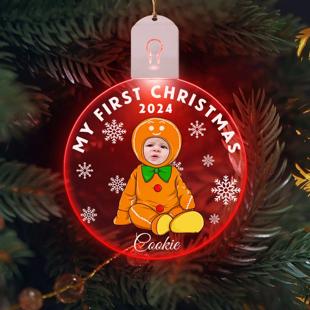 Custom Photo Baby's First Christmas Costumes Circle Led Acrylic Ornament HO82 893236 - Image 7