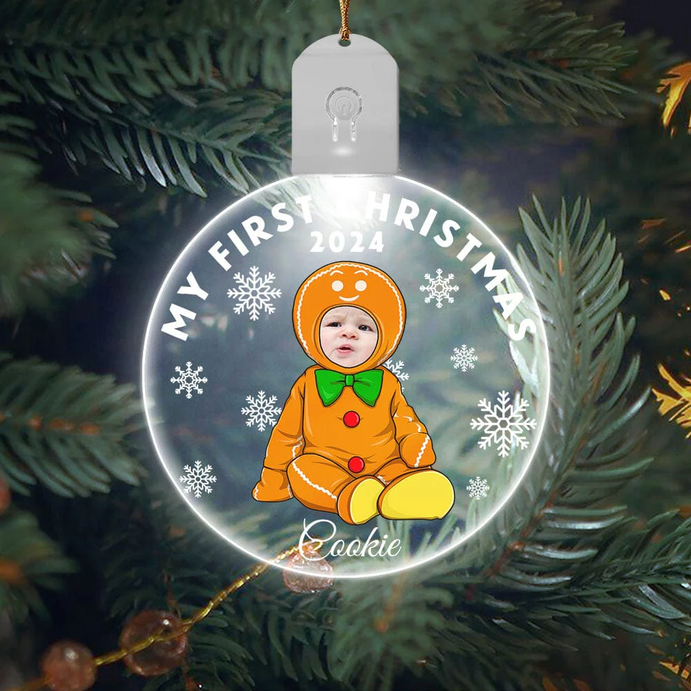 Custom Photo Baby's First Christmas Costumes Circle Led Acrylic Ornament HO82 893236 - Image 8