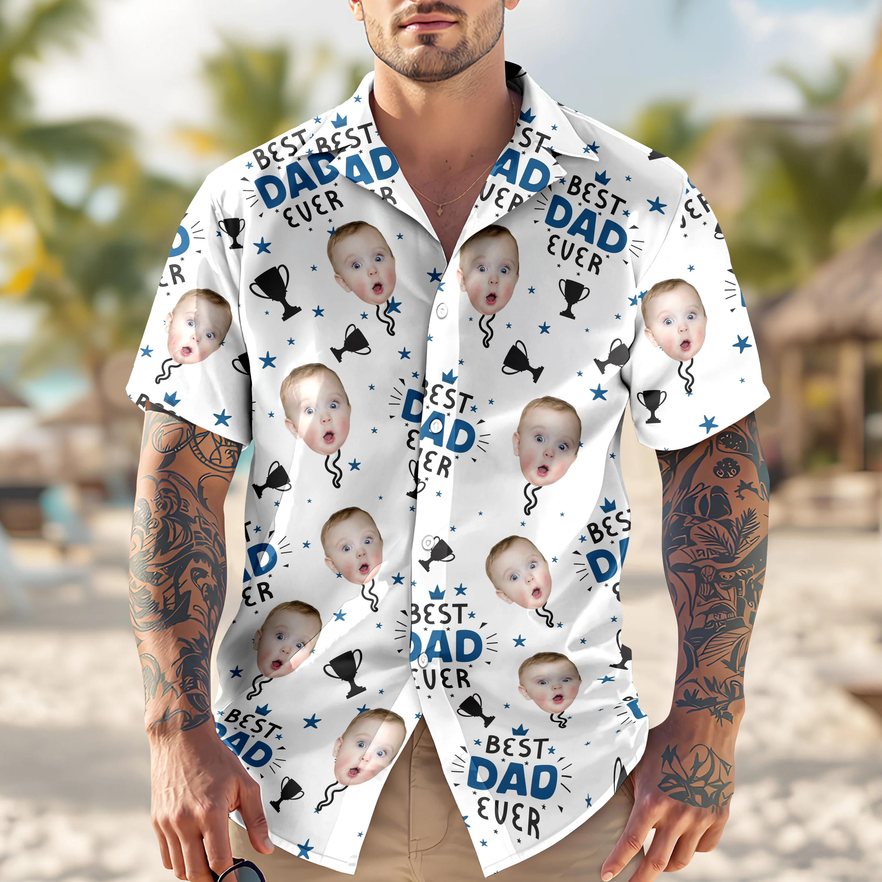 Custom Photo Best Dad Ever Hawaiian Shirt Gift For Dad HO82 894126 - Image 2