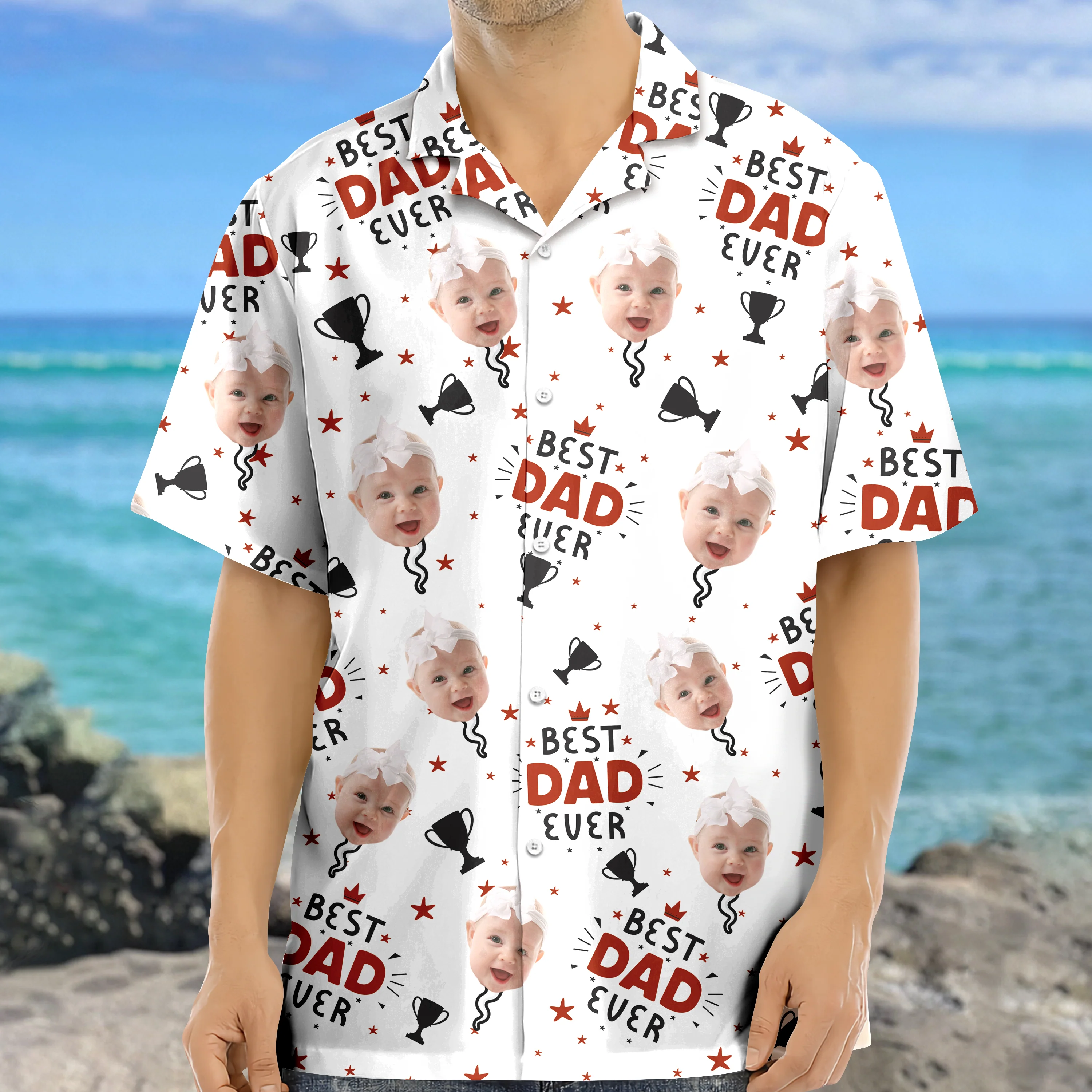 Custom Photo Best Dad Ever Hawaiian Shirt Gift For Dad HO82 894126 - Image 4