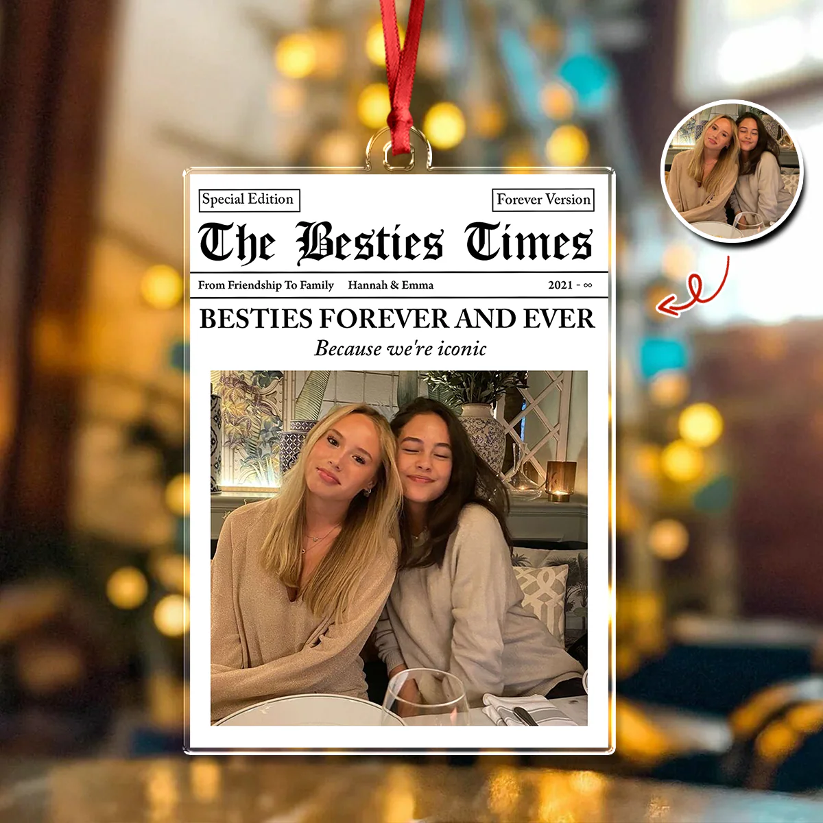 Custom Photo Besties Forever And Ever Acrylic Ornament Christmas Gift For Besties HO82 894726 - Image 4