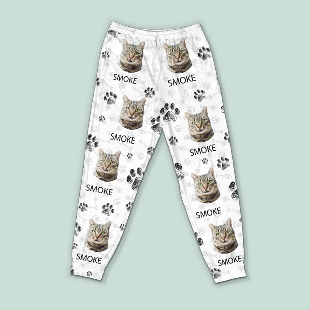 Custom Portrait Cat Mom Cat Dad With Paw Pattern Sleepwear N304 889762 - Image 4
