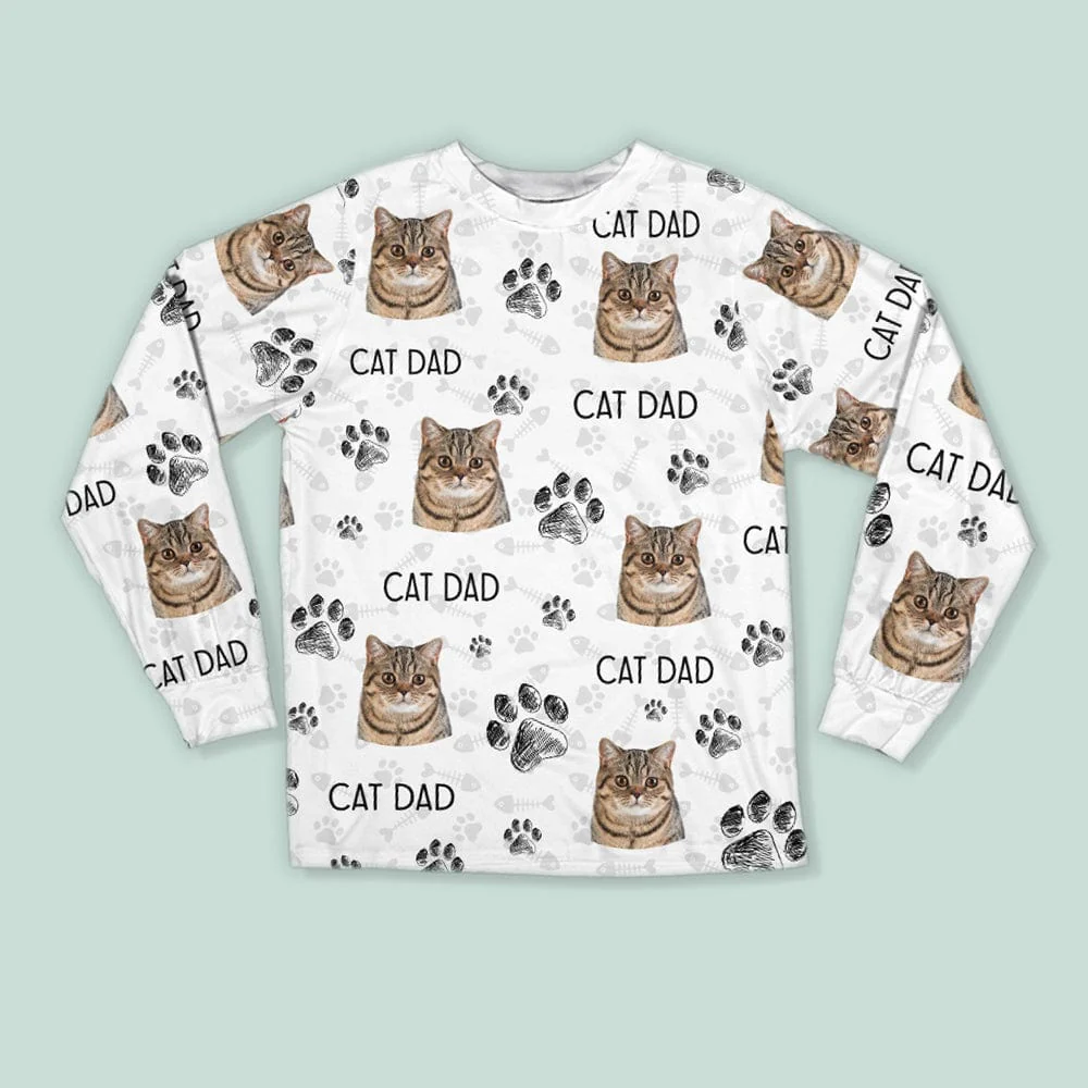 Custom Portrait Cat Mom Cat Dad With Paw Pattern Sleepwear N304 889762 - Image 6