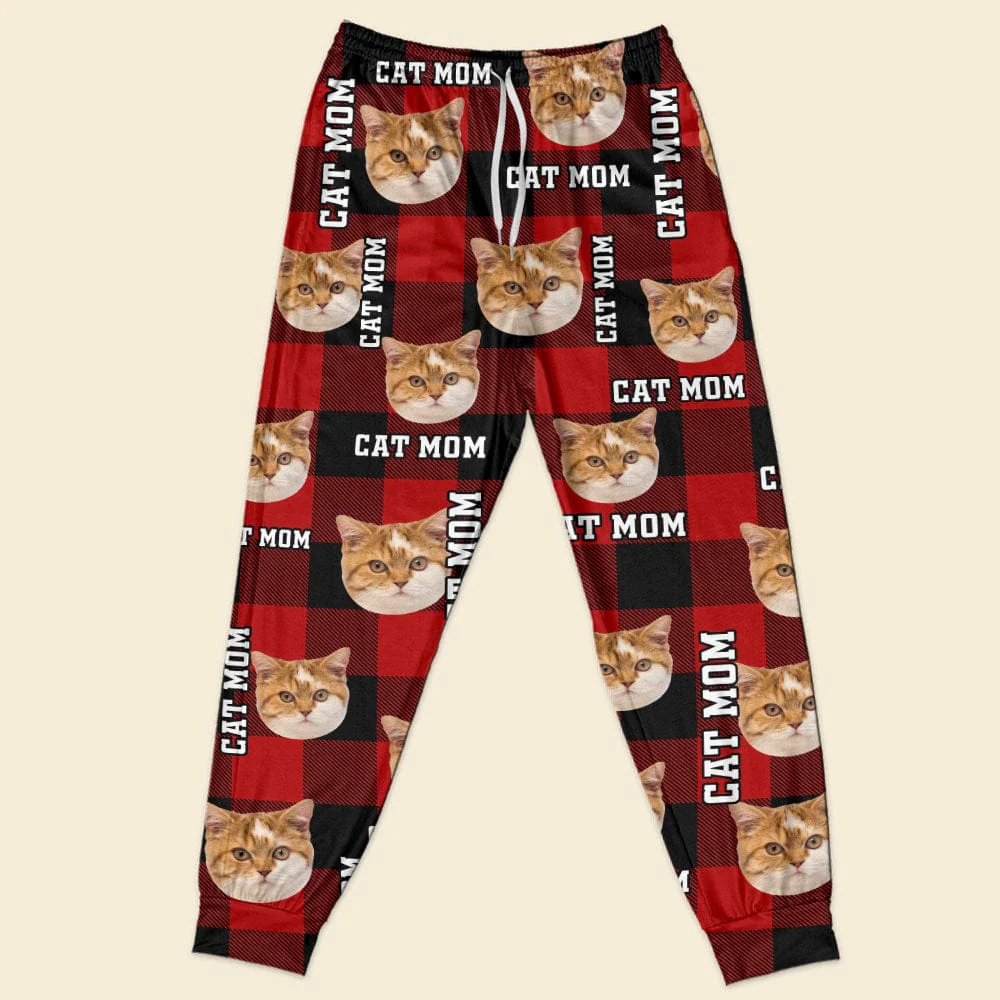 Custom Photo Cat Mom Cat Dad With Buffalo Plaid Pattern Sleepwear N304 889786 - Image 3
