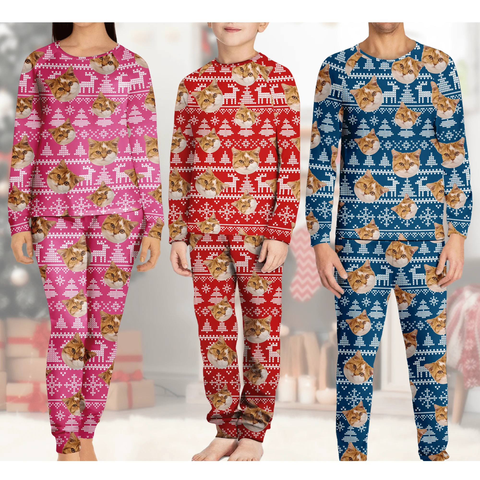 Custom Photo Christmas Matching Cat Sleepwear N304 889856 - Image 4