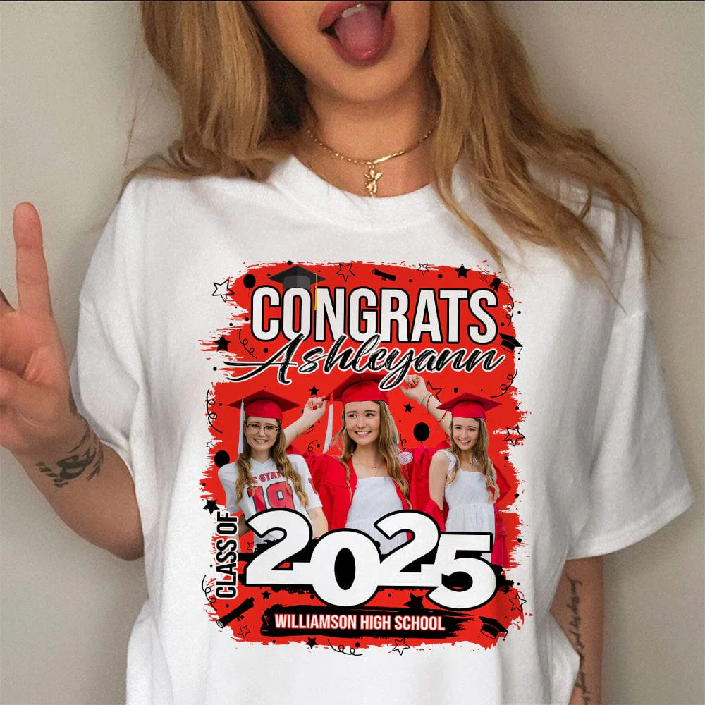 Custom Photo Class Of 2025 Congrats Graduation Bright Shirt TA29 890118 - Image 5